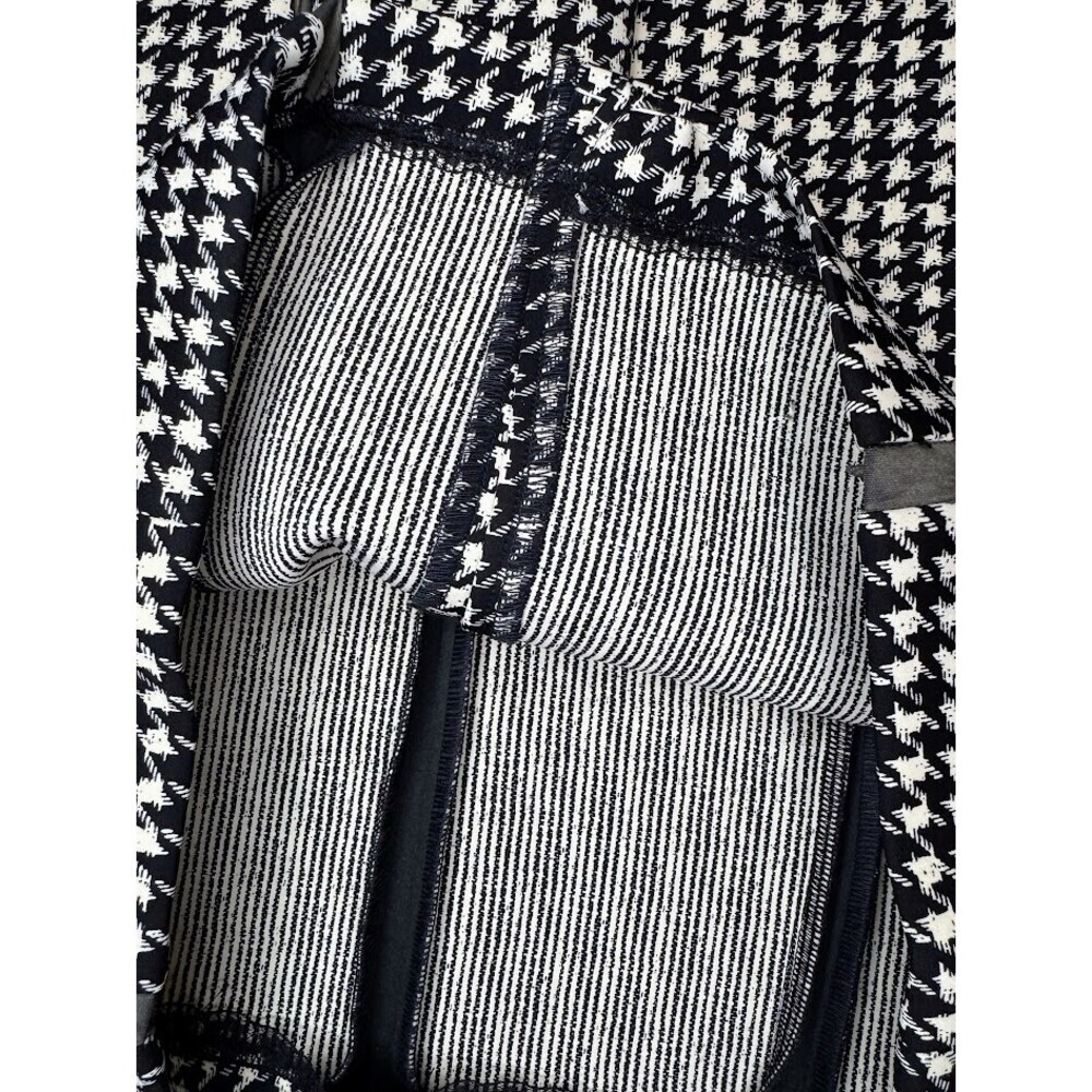 Houndstooth Sheath Dress Black White Faux Leather Trim Size 0 - Picture 9 of 10